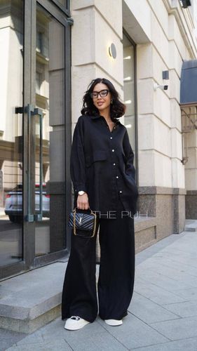 Черный льняной костюм