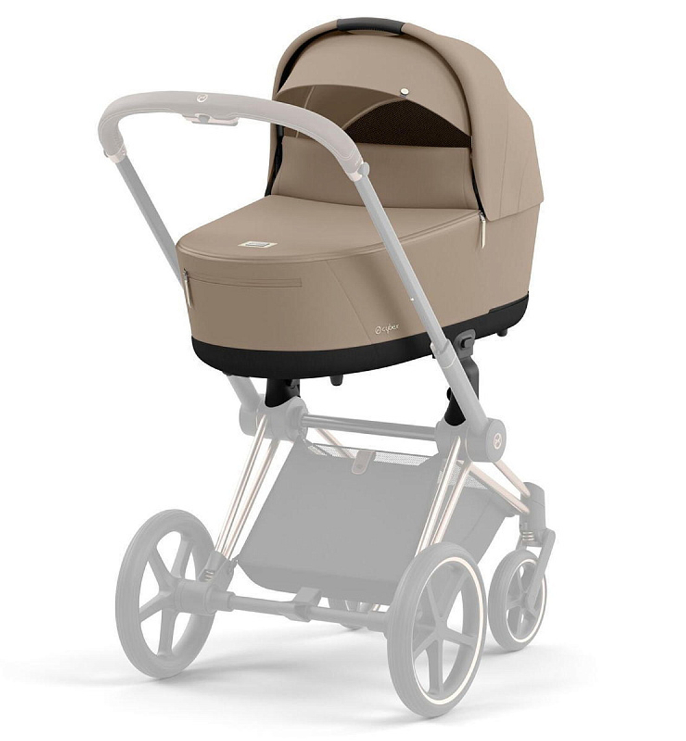 Коляска 3 в 1 Cybex Priam IV Rosegold complete и автокресло Aton S2 i-Size Ocean Blue Cozy Beige
