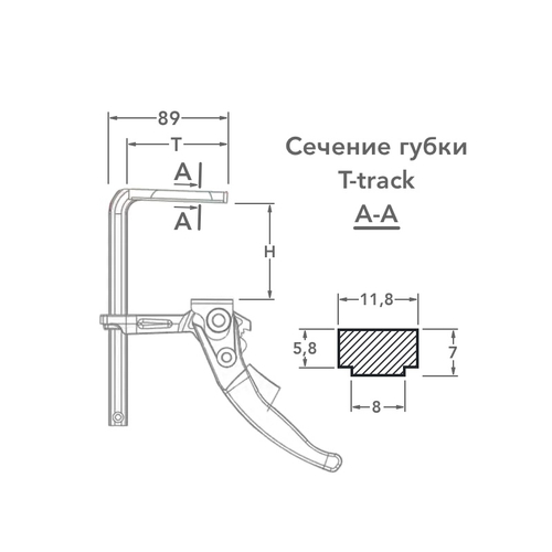Струбцина кованая рычажная F-тип 160х60 мм Woodwork RTC-1660