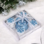 Свечи новогодние «Снежинки»11.5*11*5*3см (набор 5шт), Голубой