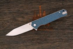 Нож складной QSP Mamba V2, клинок 88мм, сталь D2, рукоять микарта серо-синяя