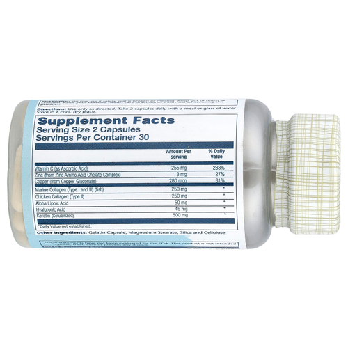 Solaray, коллаген и кератин, 1, 2, 3 типа, 60 капсул