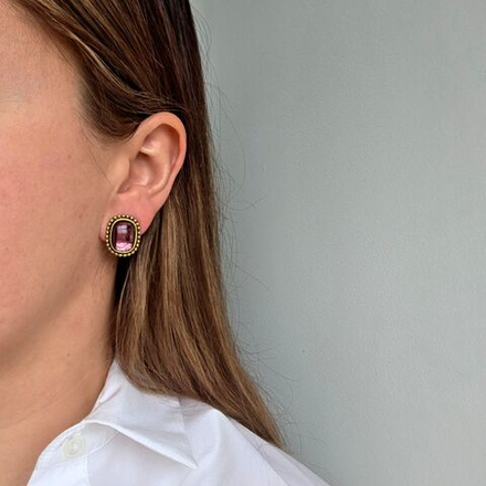 Серьги YSL с лиловым кабошоном