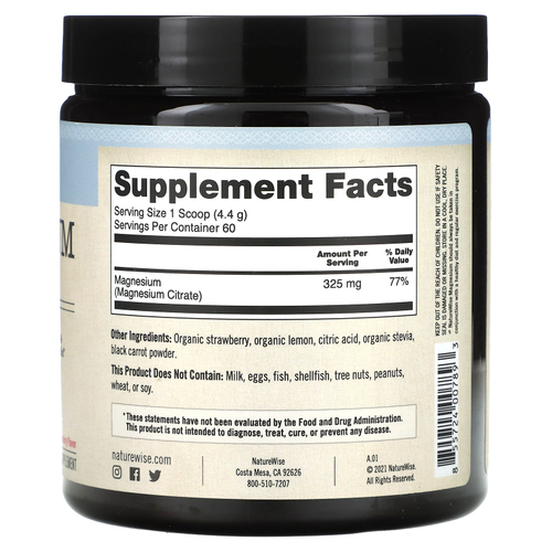 NatureWise, магний, со вкусом клубники, 325 мг, 264 г (9,3 унции)