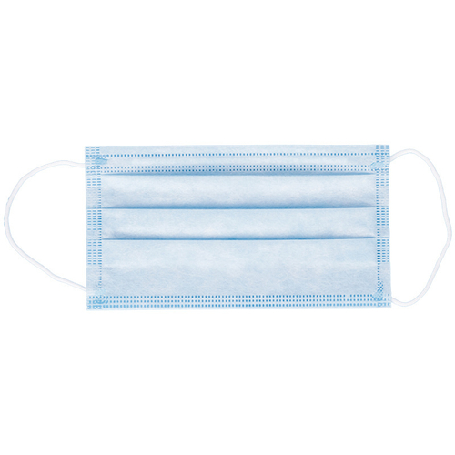 Маска медицинская 3-х слойная с носовым фиксатором в ПЭ упак (голубая) 40-50шт/упак.