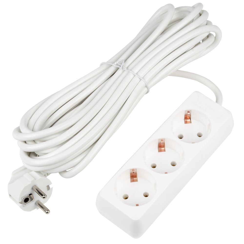 S-GCU3-7 WHITE Удлинитель серии Ultra. шнур 7м.. 3 гнезда. 16A. с-з. Белый. TM Uniel