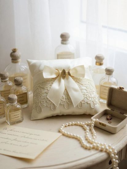 Подушечка для колец топленое молоко. Размер: 15х15см