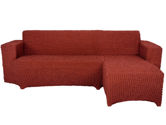 Чехол Модерн на угловой диван с выступом справа, цвет Терракот