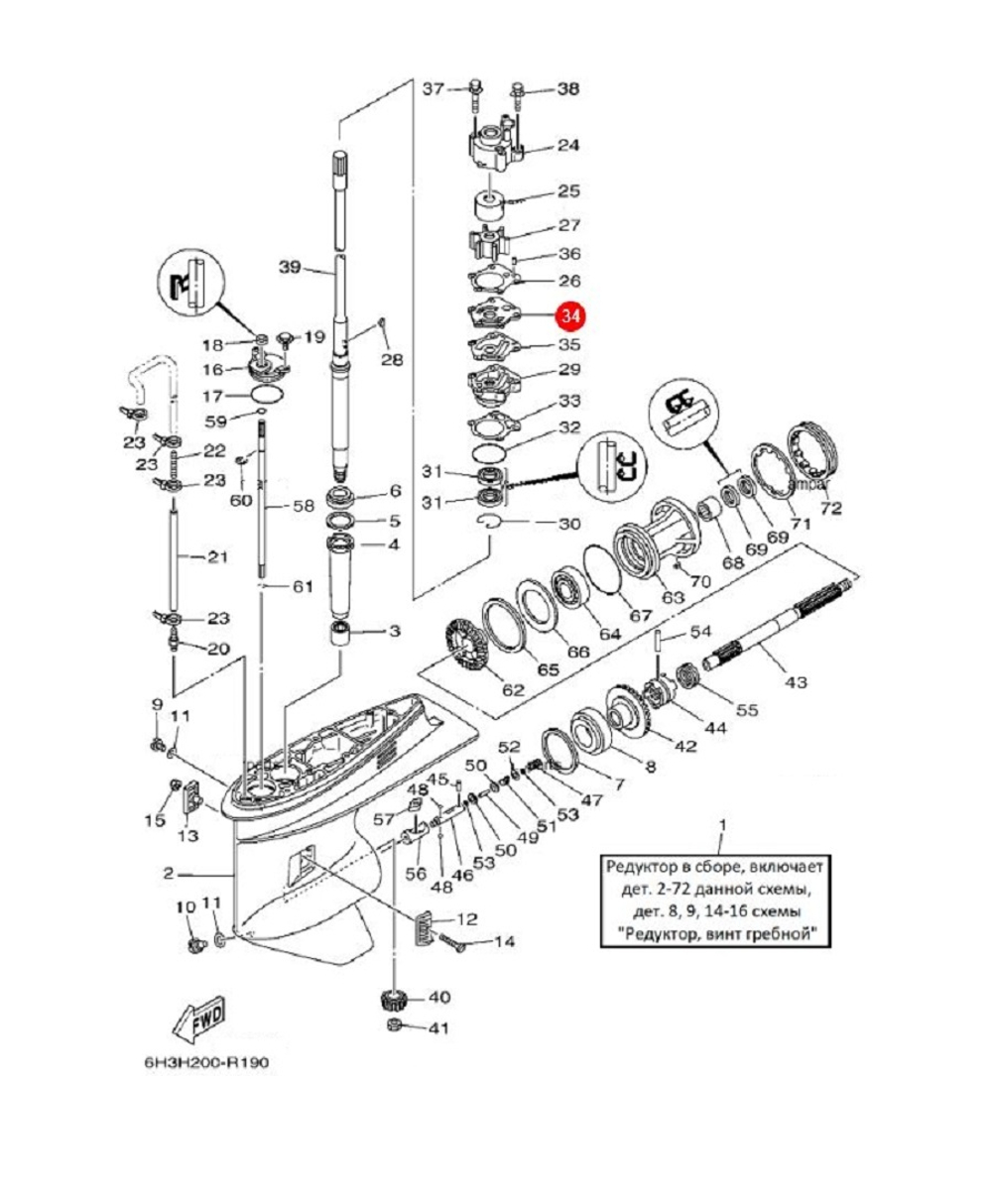 Пластина помпы Kacawa Yamaha 75-90