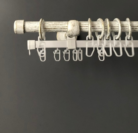 Карниз кованый рифленый Заглушка Ост d16 мм двухрядный со второй направляющей, цвет белое золото