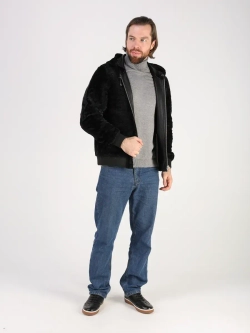 Дубленка натуральная куртка зимняя с капюшоном шуба