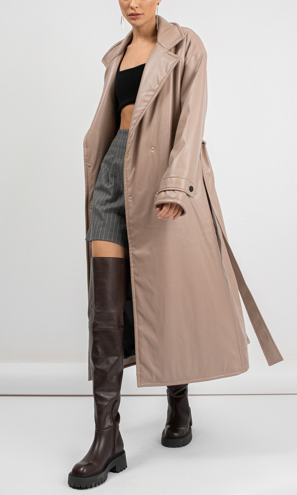 Пальто из экокожи на утеплителе Alpolux