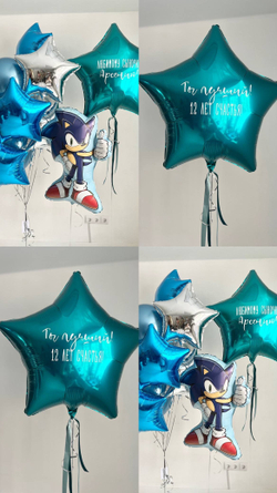 Воздушные шары Соник синий/серебро №4360