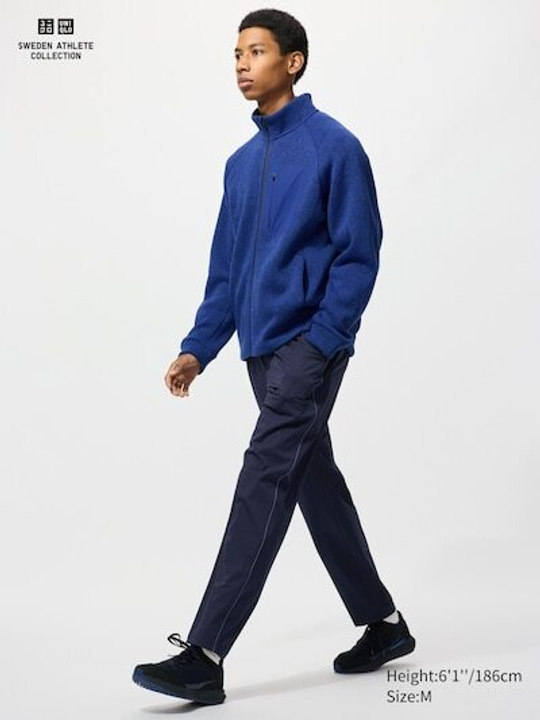 UNIQLO ЭЛАСТИЧНЫЕ СПОРТИВНЫЕ БРЮКИ, ТЕМНО-СИНИЙ