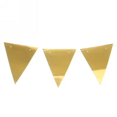 Растяжка «Праздничные флажки» 2,5 м 13*17,5 см Глянец, (10 штук), золото