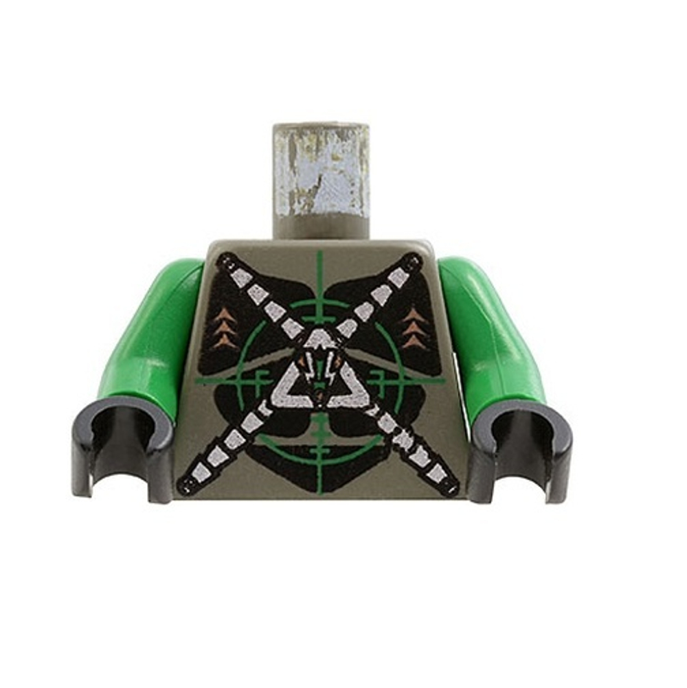 Космические насекомые в виде торса с серебряными крестиками на зелёных нониусах 973pb0037c01