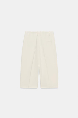 ZARA ПРЯМЫЕ ШОРТЫ С ЗАЩИПАМИ — ZW COLLECTION, БЕЖЕВЫЙ