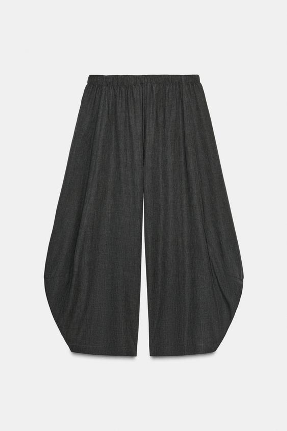 ZARA ОБЪЕМНЫЕ СВОБОДНЫЕ БРЮКИ ИЗ ШЕРСТИ ZW COLLECTION, ТЕМНО-СЕРЫЙ