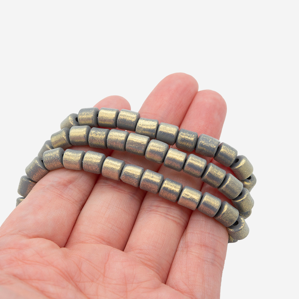 Бусины хеши, каучук с напылением, оттенок "Серый", 6*6мм