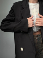 Жакет горький шоколад в полоску с контрастной спинкой