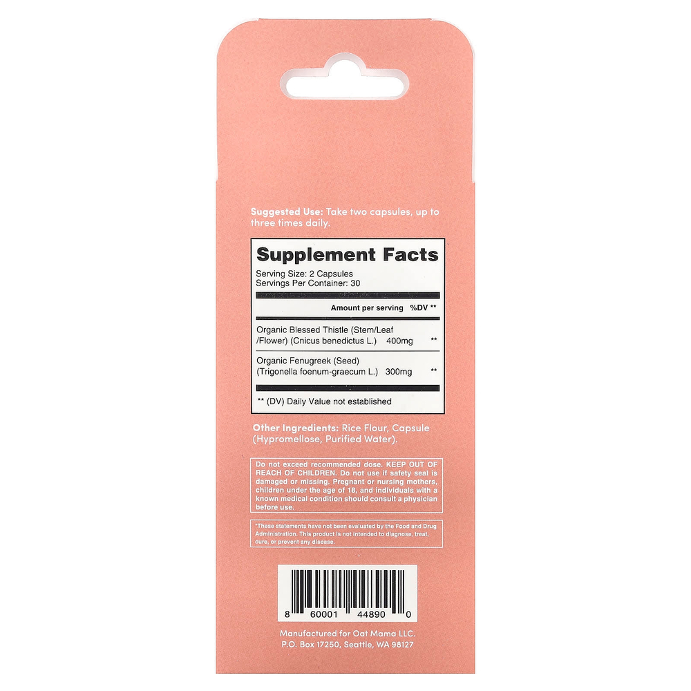 Oat Mama, Slay Mama, смесь для лактации, 60 вегетарианских капсул