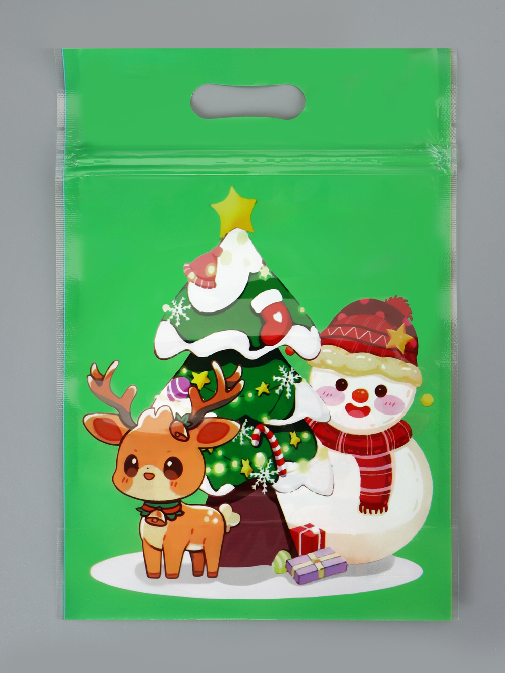 Пакет подарочный, с zip-lock застежкой, "Снеговик и его друзья", 15х22см МИКС   10894511
