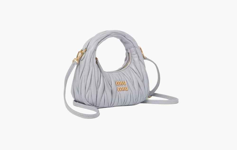 Сумка Miu Miu Wander Matelasse Nappa Leather Mini Hobo Bag "Light Blue"
