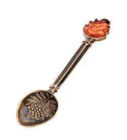 Народные промыслы AM-3165 Ложка «Рябина» (латунь, янтарь)