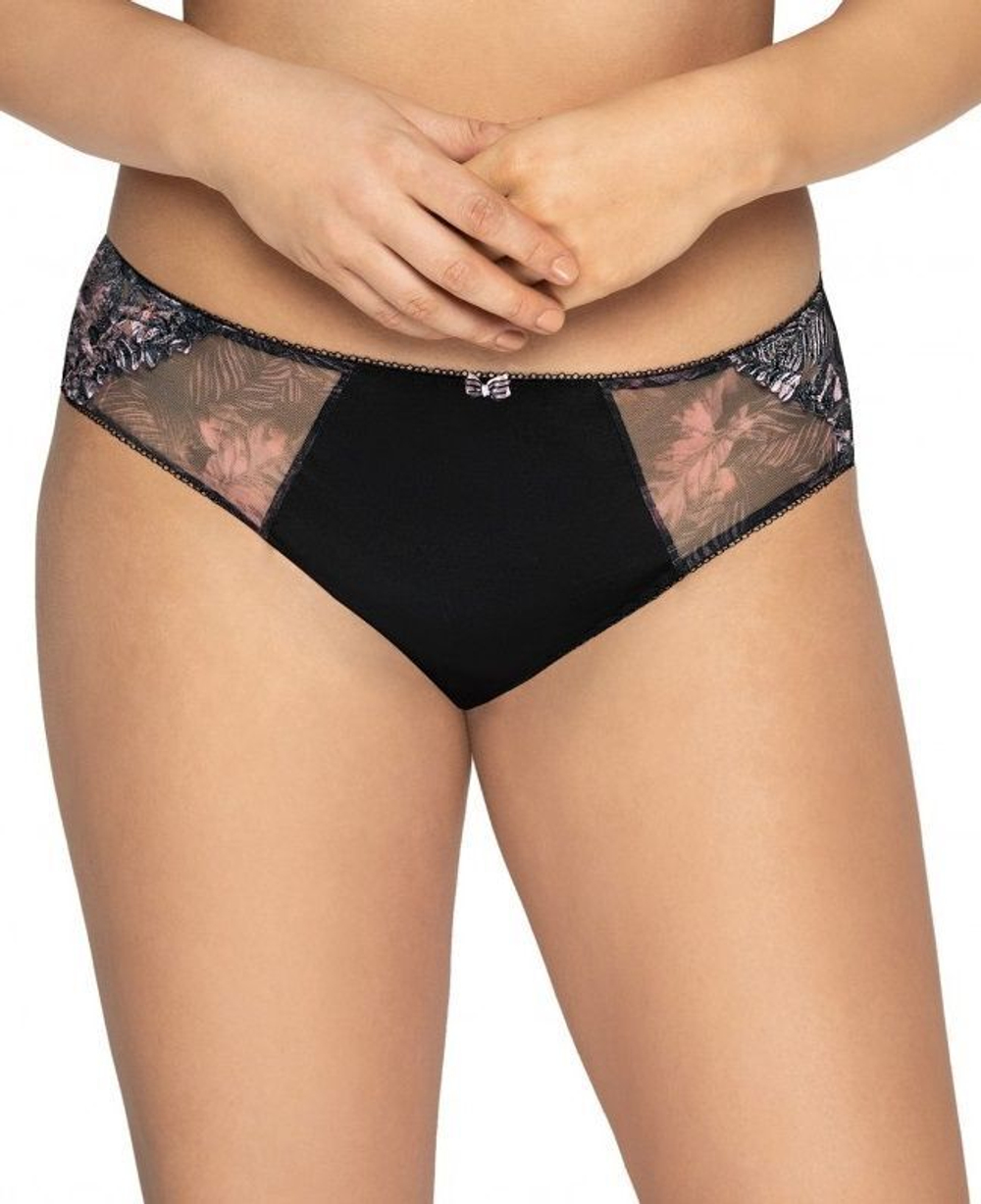 Соблазнительные трусики-слипы с вышивкой и принтом (Размер: XL) (Цвет: черный)