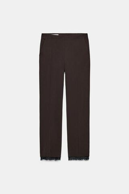 ZARA БРЮКИ КАПРИ С КРУЖЕВОМ, КОРИЧНЕВЫЙ