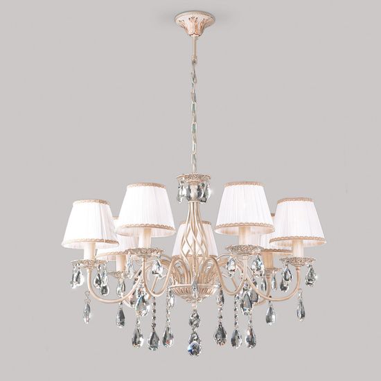 3637/7 / подвесной светильник /   белый с золотом/прозрачный хрусталь Strotskis