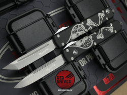 Ножи Microtech Ultratech Death Card Standard S/E (Левый) + Tanto T/E (Правый) "Memento Mori" А+++ - комплект 2 ножа