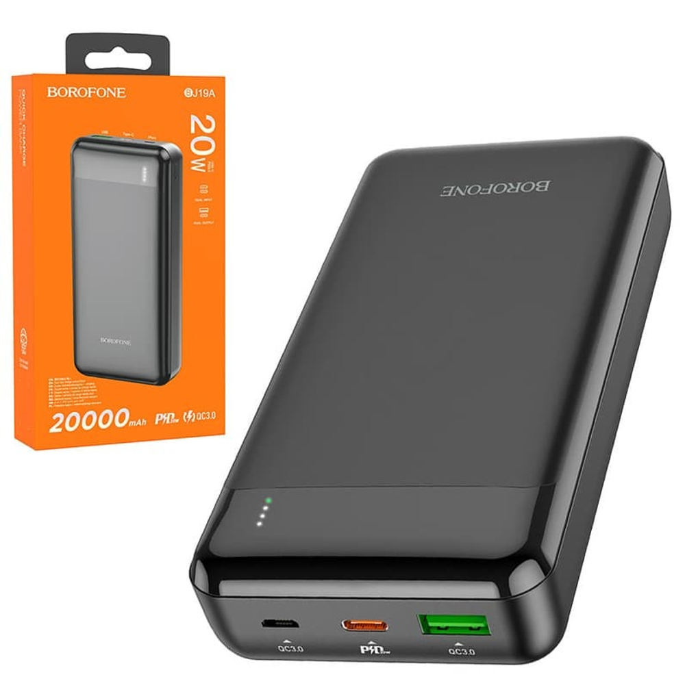 Портативный аккумулятор BOROFONE BJ19A 20000 mAh PD 20W+QC 3.0 (черный)