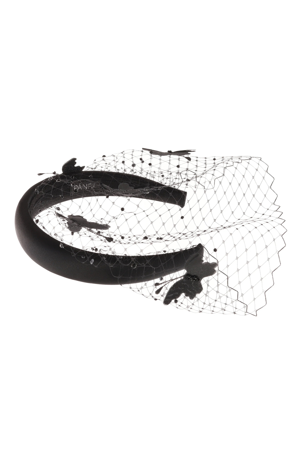 Вуаль с шелковыми бабочками на объемном ободке