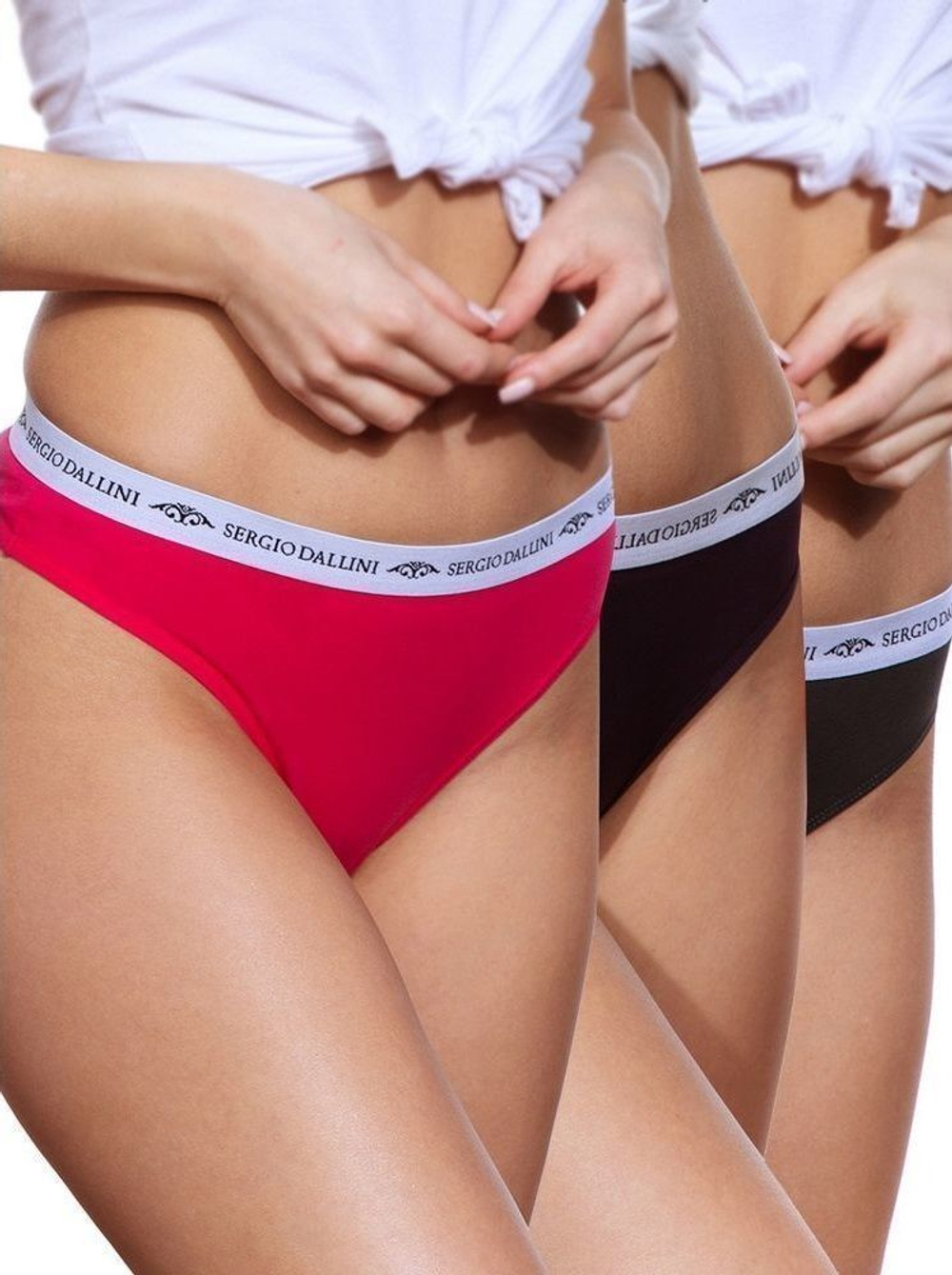 Набор из 3 разноцветных хлопковых трусиков-танга (Размер: S) (Цвет: разноцветный)