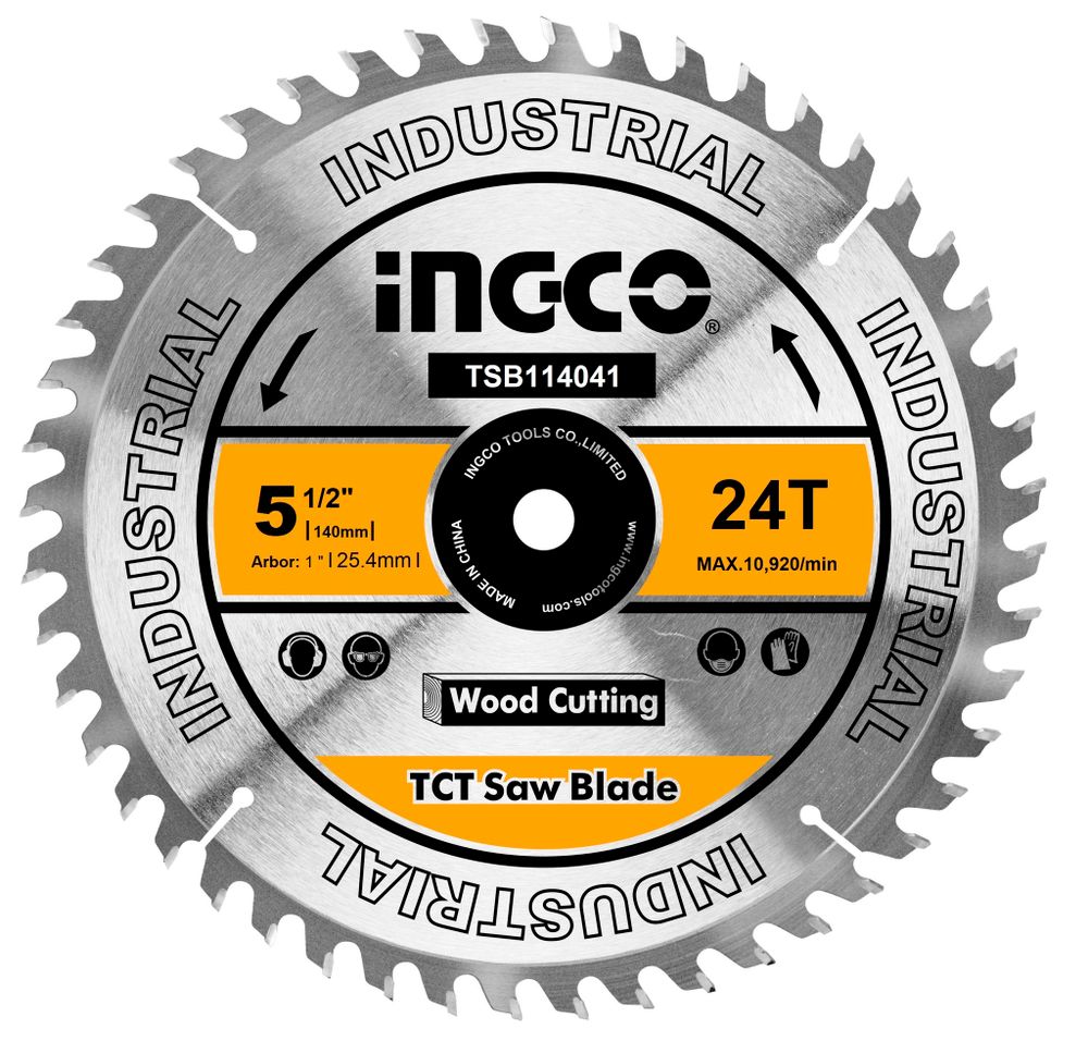 Диск пильный по дереву TCT INGCO TSB114041 INDUSTRIAL 140х25.4 мм 24Т