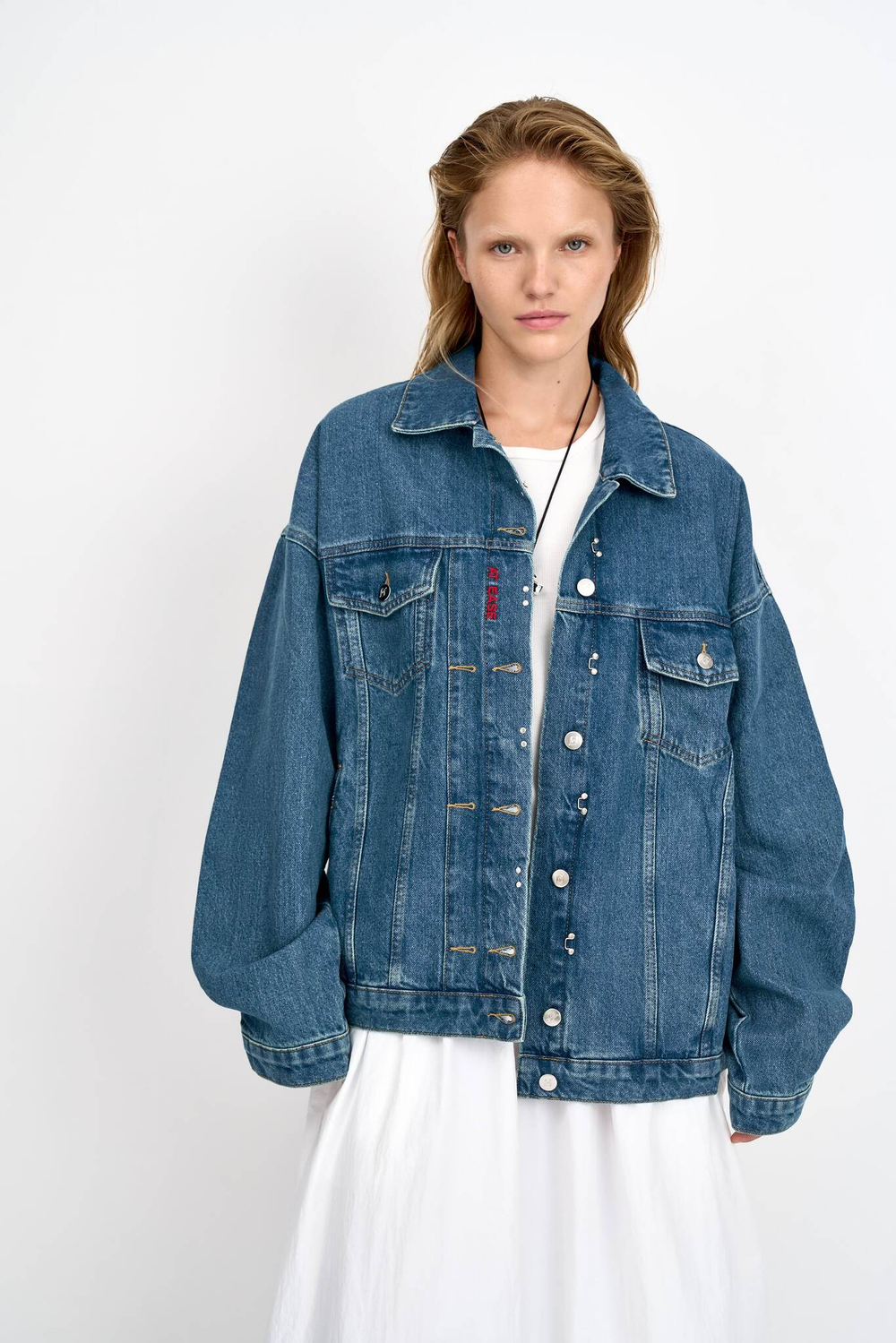Джинсовая куртка женская синяя JEANS RELAXED JACKET DARK BLUE