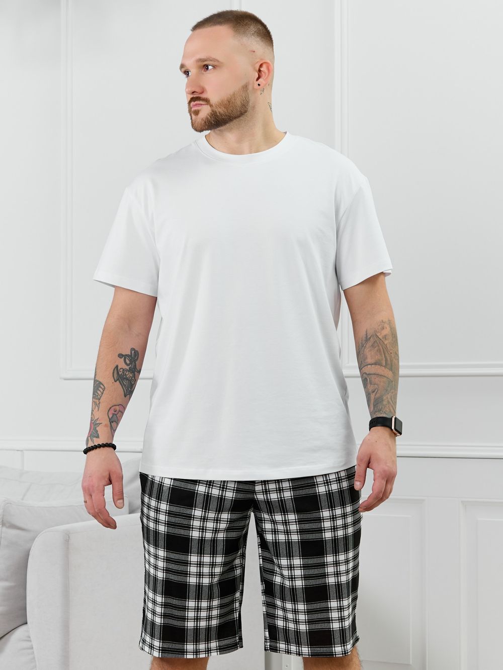 Шорты мужские Тор-2.1 Виотекс КЛЕТКА ЧЕРНАЯ