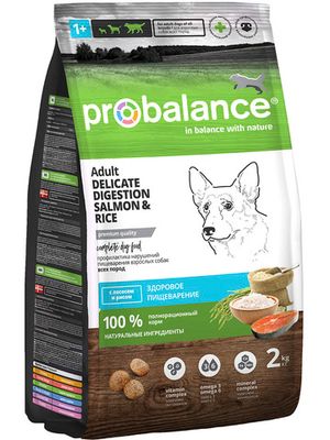 Сухой корм ProBalance Delicate Digestion для взрослых собак с лососем и рисом, при нарушении пищеварения