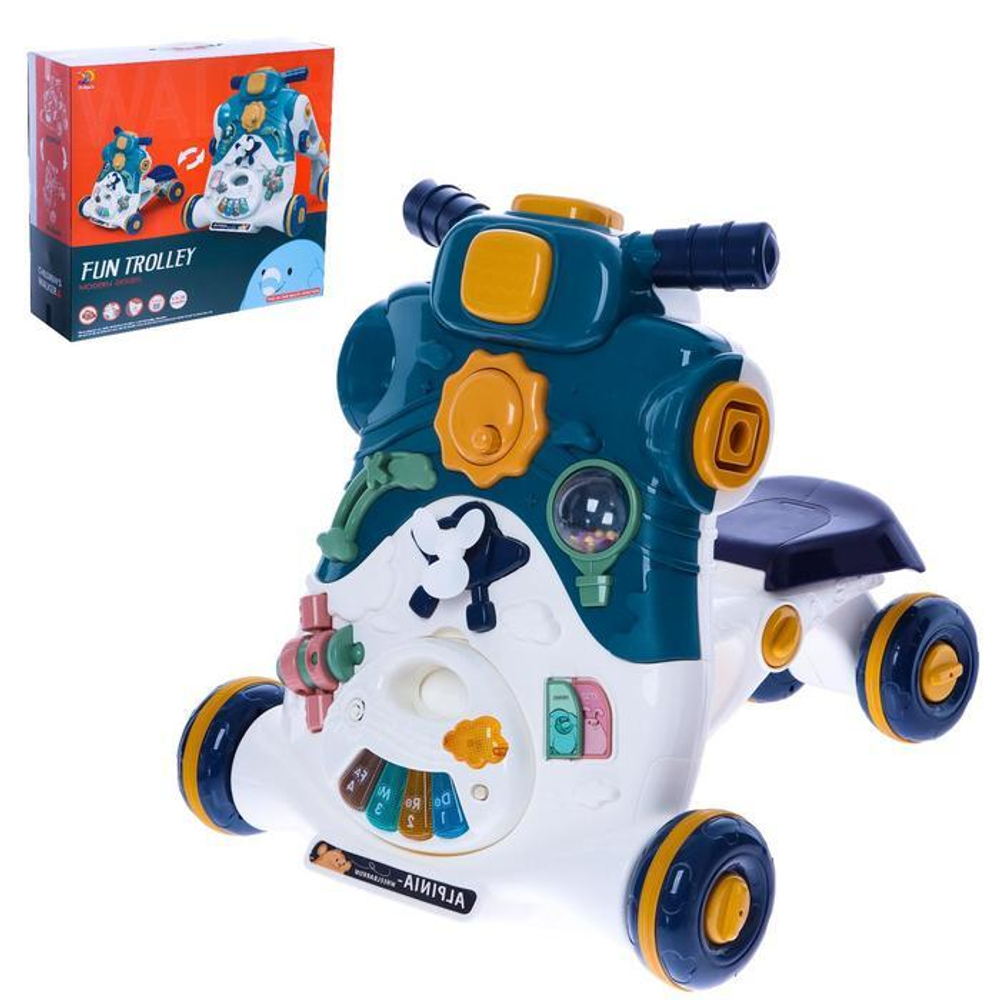 6847617 Каталка-ходунок «Первый транспорт», звуковые и световые эффекты, цвет синий