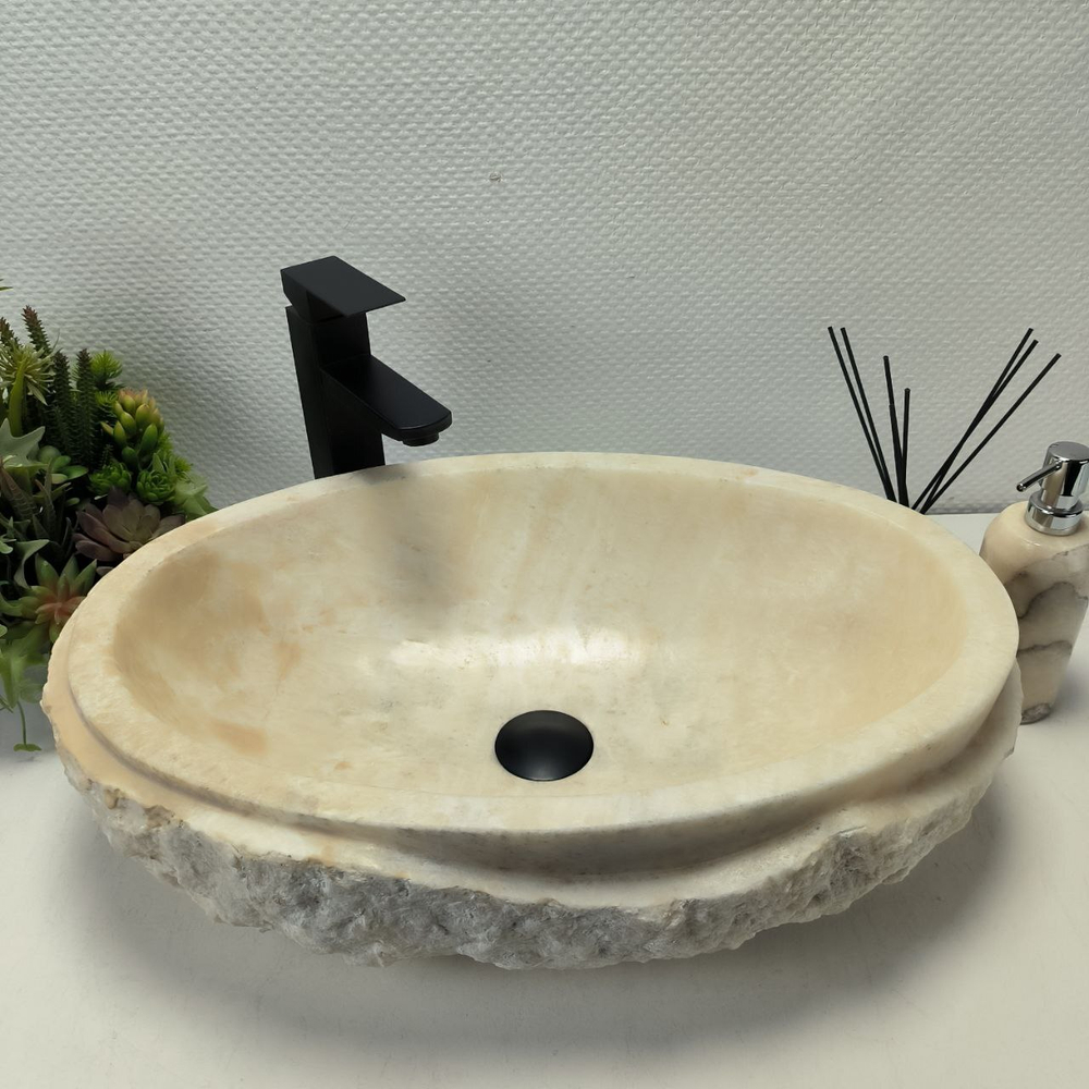 Раковина из оникса Oval White Marmo Wave OO-62640 58*38*15