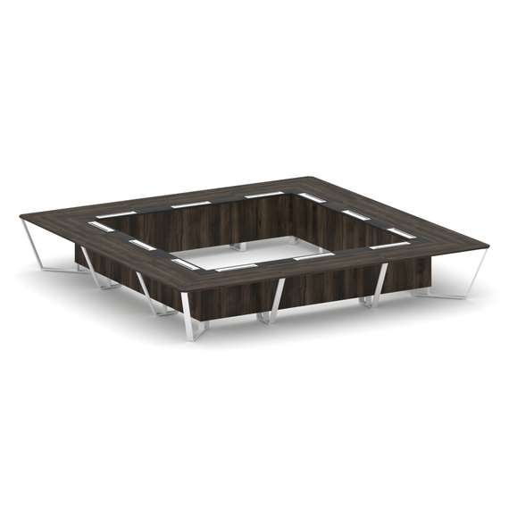 Steel Meet Стол переговорный квадратный KM-PR.B.SP-24K Дуб Мали/Графит Глянец/Металл Белый 4800*4800