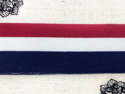 Подвязы трикотажные, ш. 6 см, L 120 см, тёмно-синий с белым/красным