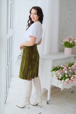 Юбка трапеция из фактурного бархата