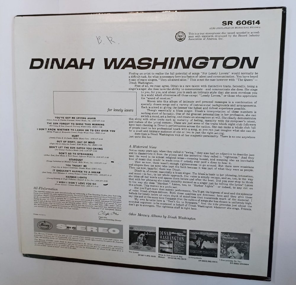 Dinah Washington For Lonely Lovers (US 1960)