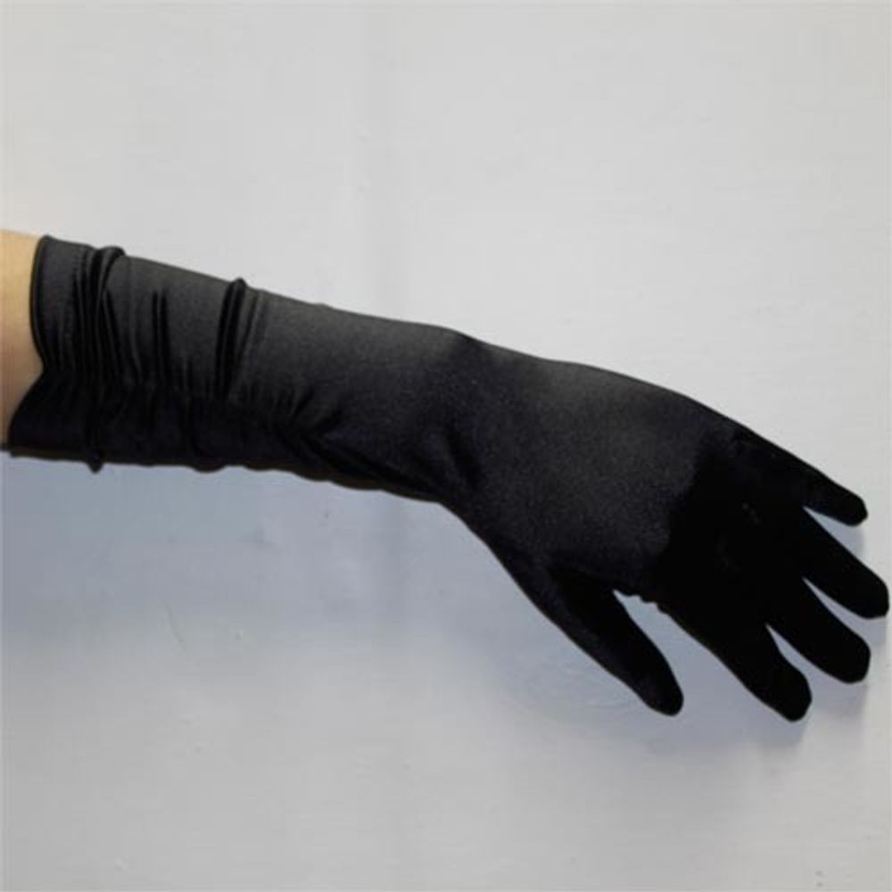 Перчатки присборенные черные 40 см
