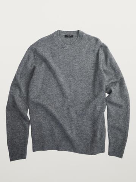 Massimo Dutti Свитер из смесовой шерсти с круглым вырезом, антрацитово-серый