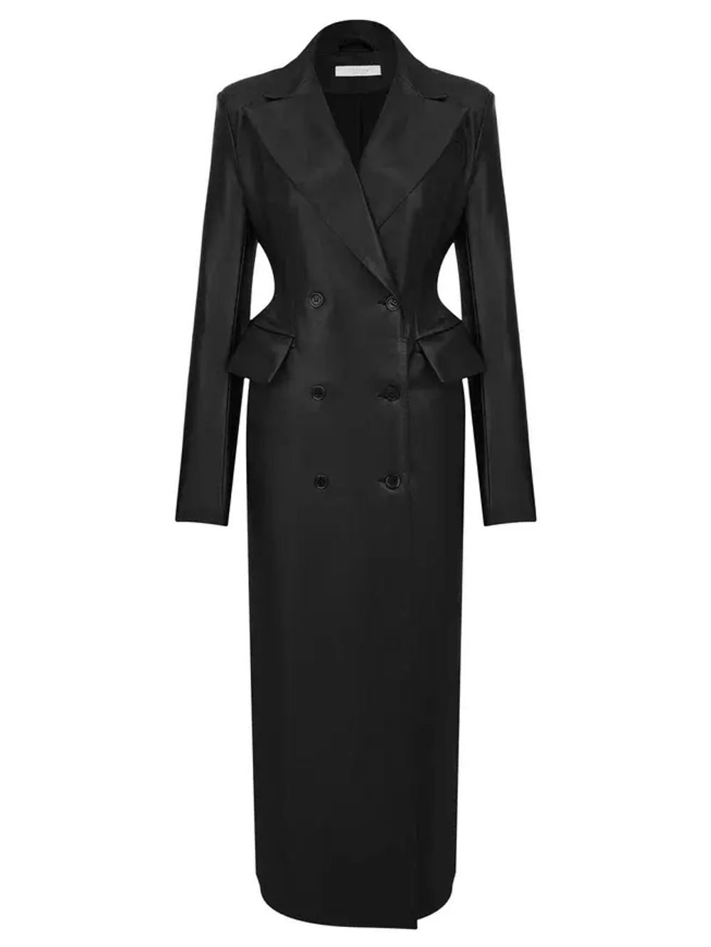 Пальто из эко-кожи, черный