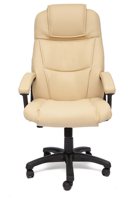 Bergamo Кресло офисное (бежевый кожзам, хром)