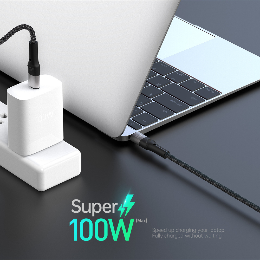 Кабель передачи данных с USB-C 3 в 1 в тканевой оплетке от Duzzona с разъемами USB-C, Lightning, Micro USB, серия A4 Cable, длина 1,3м